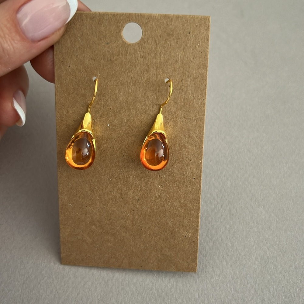 Amber Teardrop Earrings A1284 - Picture 2 of 3